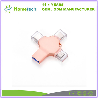 kaufen 4 in 1 High Speed Otg USB Flash Drive 8 GB 16 GB 32 GB Telefon USB 2.0 3.0 Speicherstick 64 GB 128 GB Typ C Pendrive für Iphone Online-Herstellung