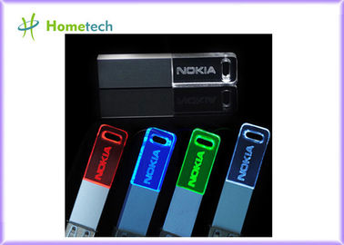 3D fertigte Kristallglas 8gb des Logos usb-Blitz-Antrieb 2,0 bis 3,0 mit geführtem Licht besonders an