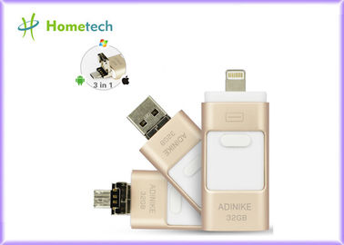 Goldener Memorystick des OTG-Telefon-Metall32gb USB für IPhone/PC, 1-jährige Garantie