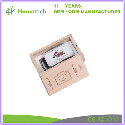 Kundenspezifische Fotografie-Hochzeits-Geschenk lederne grelle Scheibe 8GB 16GB 32GB 128GB Pendrive USBs