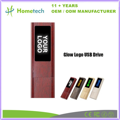 Leuchtende Holz-USB-Flash-Laufwerk LED Licht Holz-Stift-Laufwerk USB-Speicherstick 8 GB 16 GB 32 GB 64 GB 128 GB
