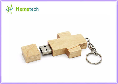 Kreuzkette hölzerner USB-Blitz-Antrieb 2GB mit Schlüsselanhänger-Laser-Stich-Logo