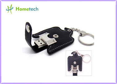 Schwarzer lederner USB grelle Scheiben-Memorystick des Schlüsselanhänger-8GB USB 2,0