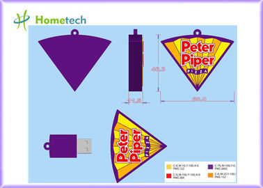 Pizza 4GB fertigte USB-Blitz-Antrieb, Karikatur USB-Speichertaste des Weichgummi-2GB besonders an