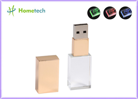 Kundenspezifisches Unternehmensgeschenk Glasusb-Stock pendrive USB 2,0 3,0 Flash-Speicher-Stock des Kristall-LED 64GB
