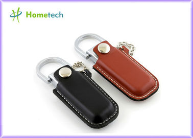 Luxuriöses Schwarzes/lederne USB grelle Scheibe Browns 4GB/8GB mit Schlüsselring